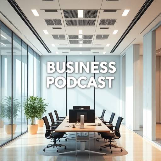 Podcast cover for Business Insights: Strategies for Success, displaying a modern office setting.