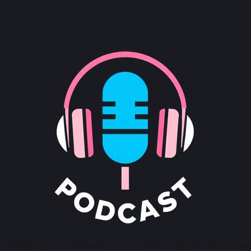 Social media icons surrounding a podcast logo, representing podcast marketing